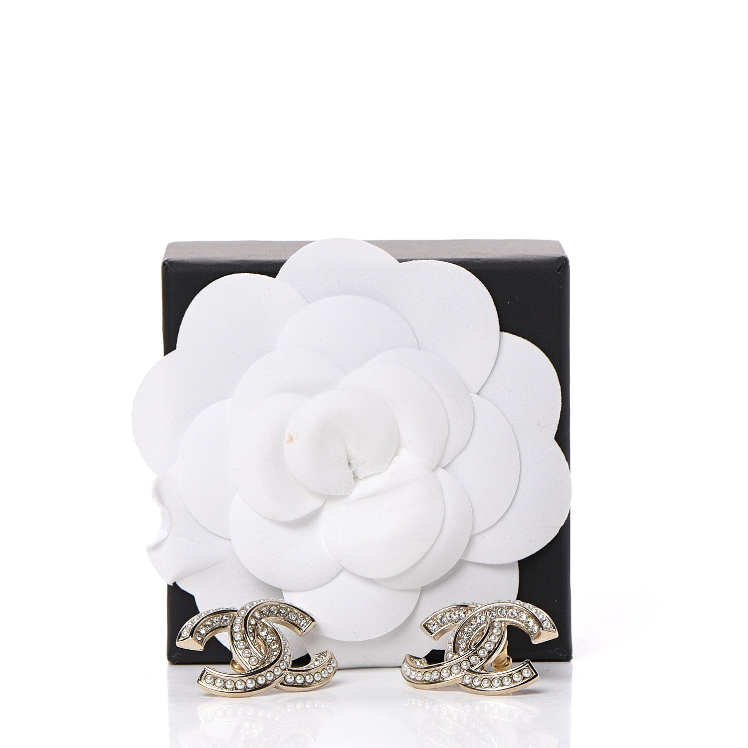 Chanel Pearl Crystal CC Earrings Gold 5 of 5