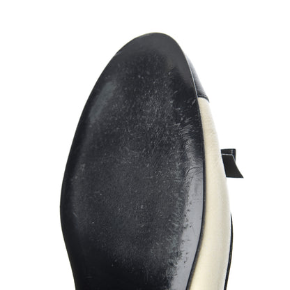 Chanel Goatskin Cap Toe Bow CC Ballerina Flats 36.5 Ivory Black 9 of 24