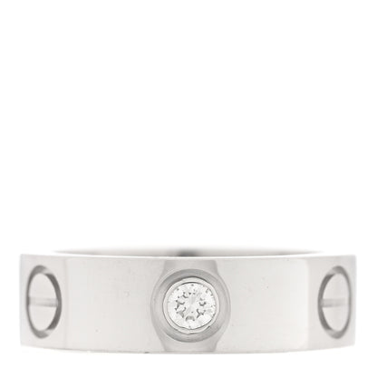 Cartier 18K White Gold 3 Diamond 5.5mm LOVE Ring 49 5 3 of 4