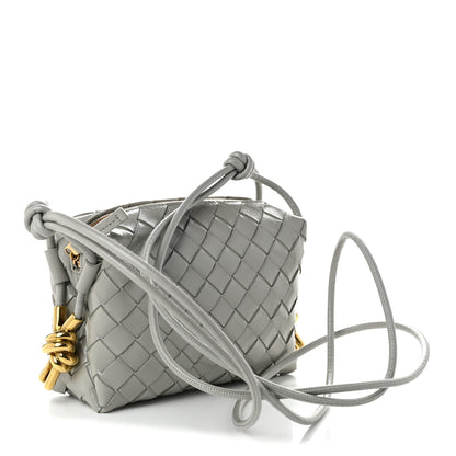 Bottega Veneta Polished Nappa Intrecciato Metallic Knot Mini Loop Camera Bag Sterling 3 of 9