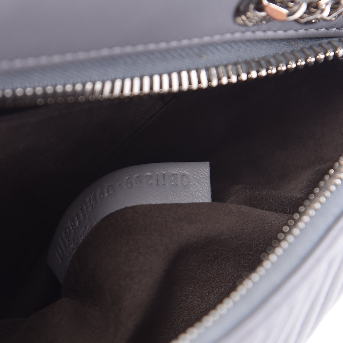 Shiny Nappa Trapuntata Small DotCom Click Chain Satchel Ardesia