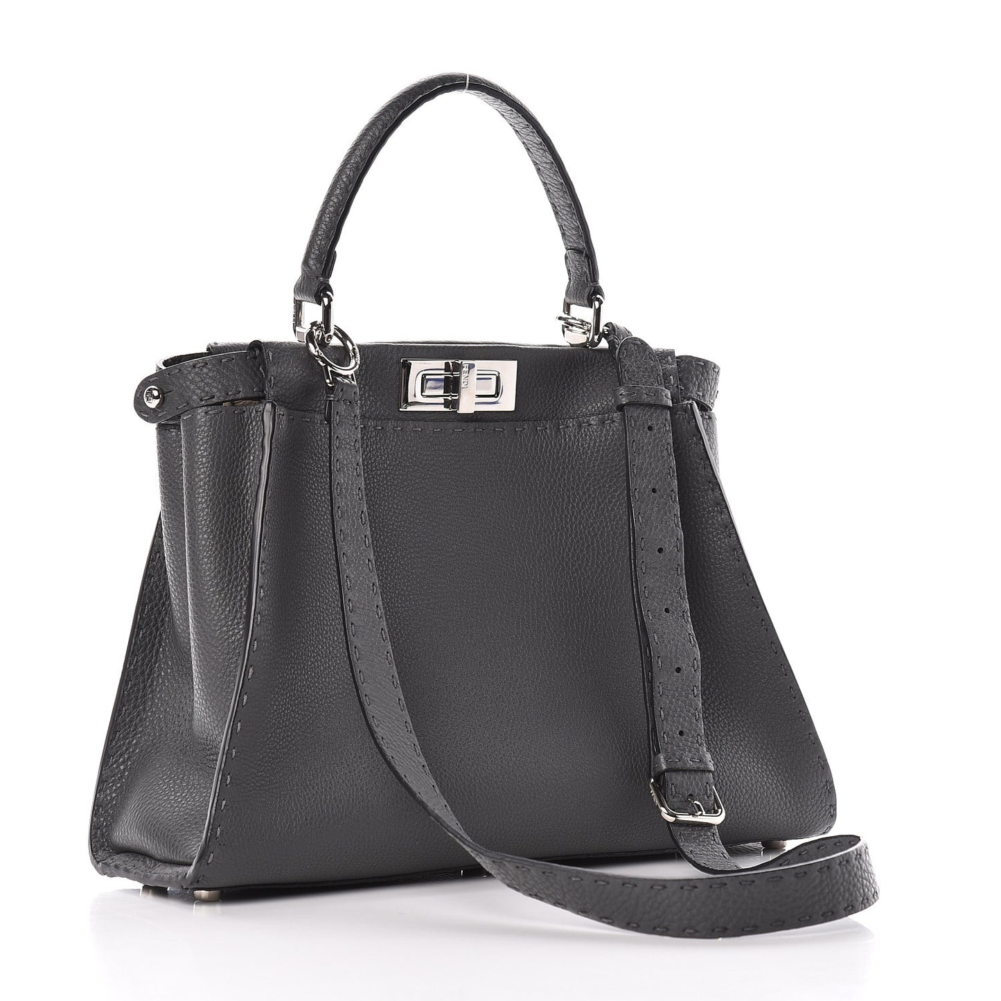 Cuoio Romano Selleria Bi-Color Medium Peekaboo Iconic Satchel Asfalto Latte