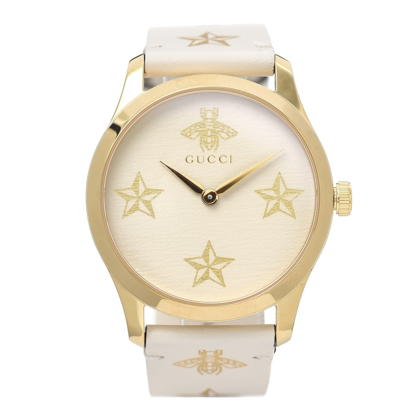 Stainless Steel Calfskin 38mm G-Timeless Bee Star Quartz Watch White