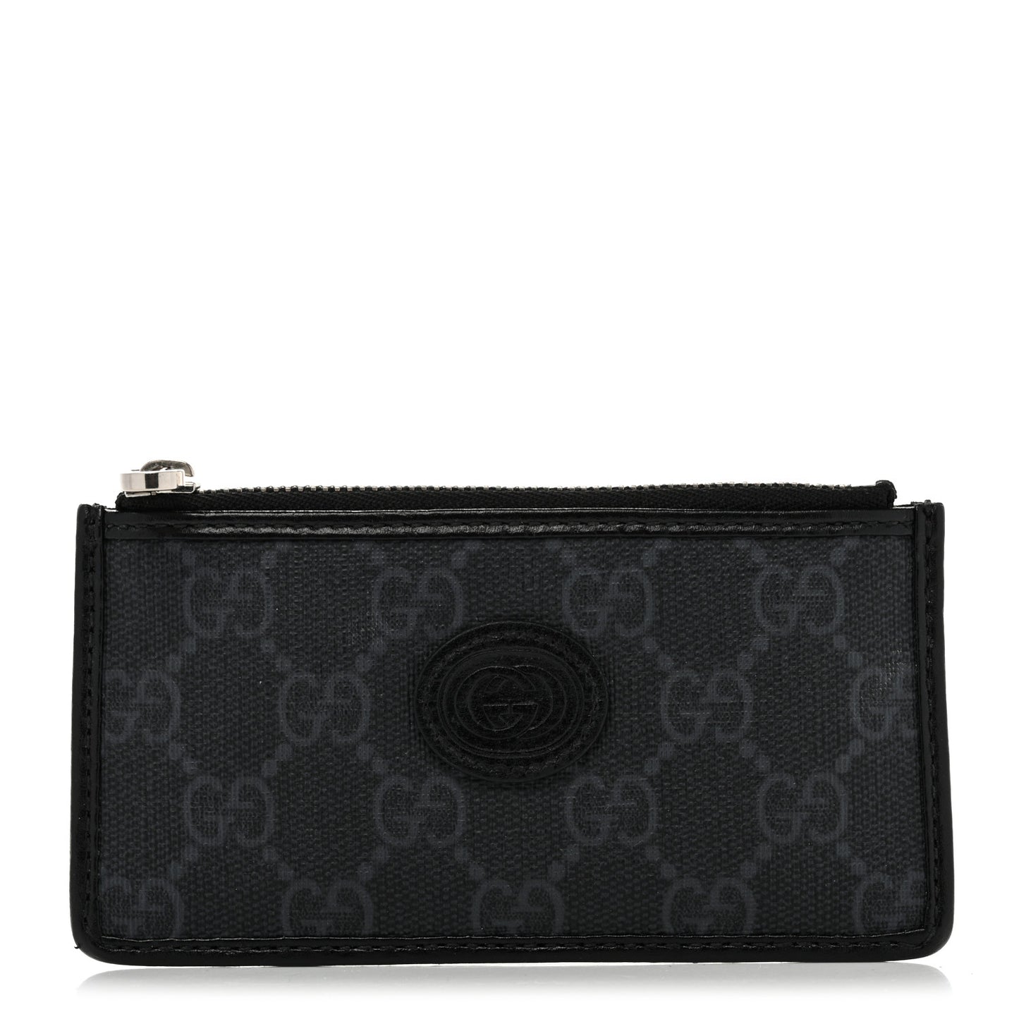 GG Supreme Monogram Azalea Calfskin Retro Interlocking G Coin Case Card Holder Black
