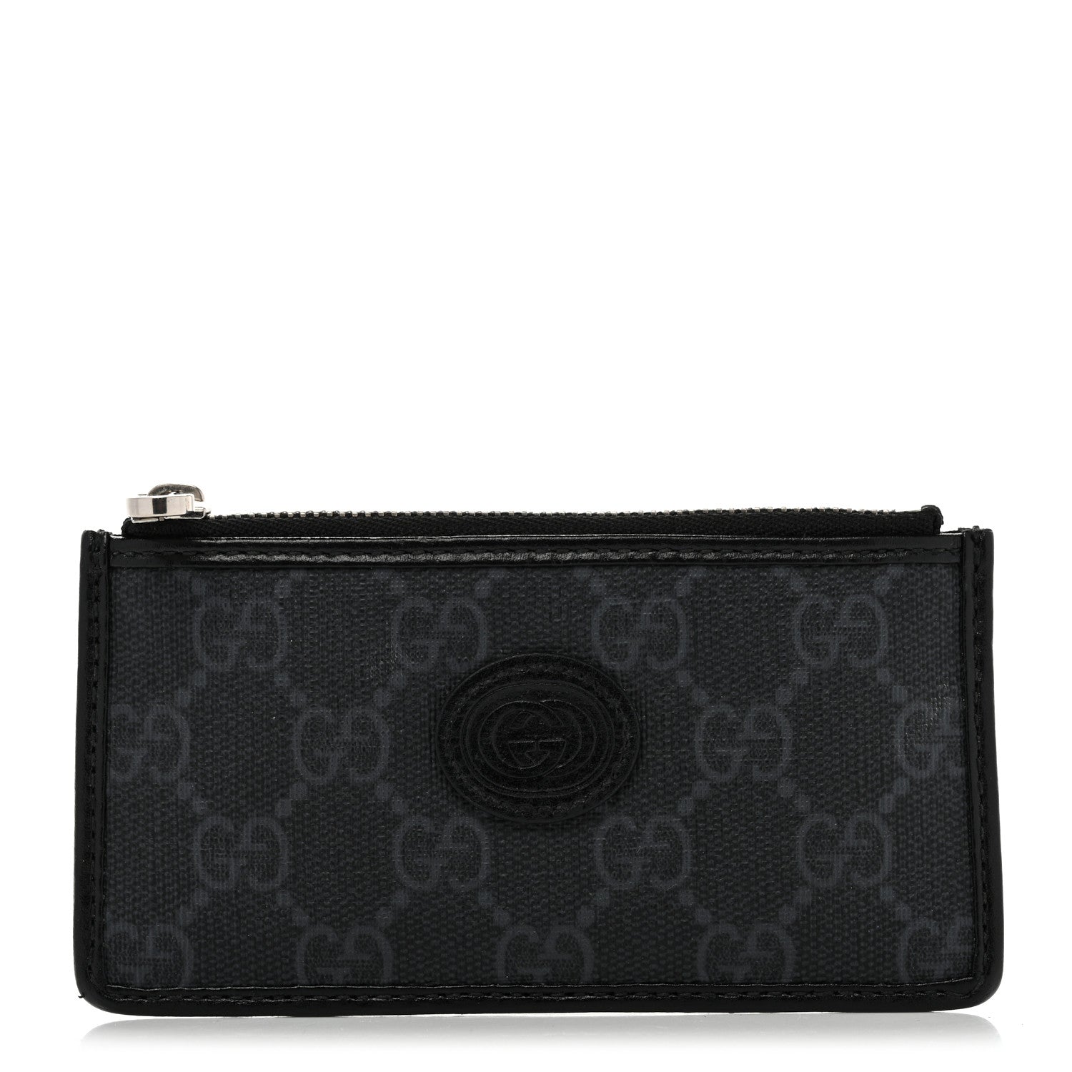 Gucci GG Supreme Monogram Azalea Calfskin Retro Interlocking G Coin Case Card Holder Black 1 of 8
