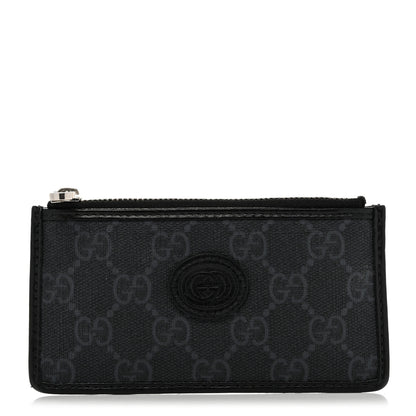 Gucci GG Supreme Monogram Azalea Calfskin Retro Interlocking G Coin Case Card Holder Black 1 of 8