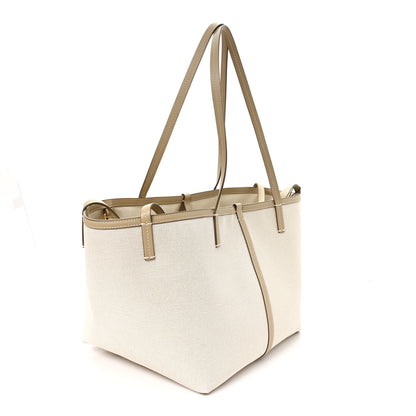 Burberry Cotton Canvas Mini Logo Horseferry Tote Bag Off White 4 of 11