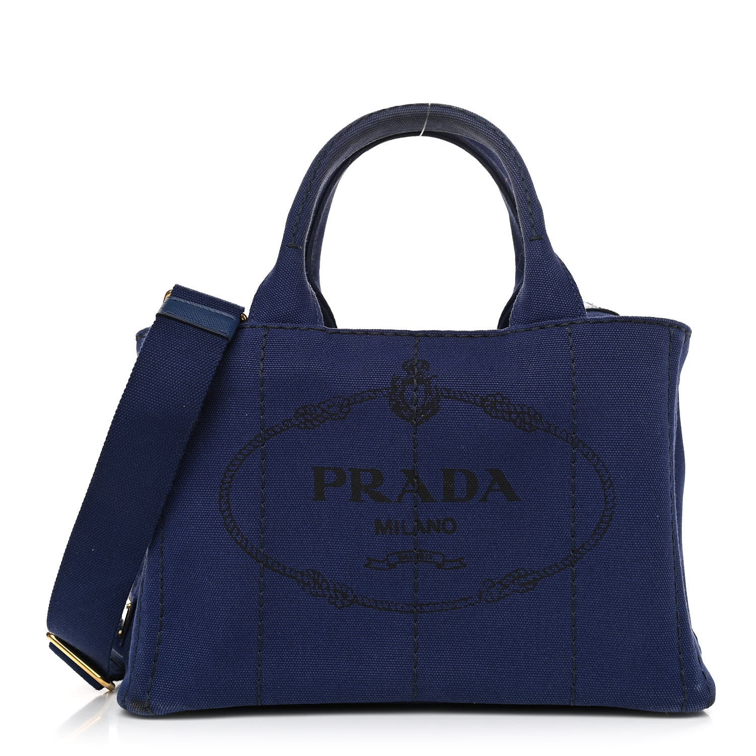 Prada Canapa Small Logo Tote Blue 1 of 8