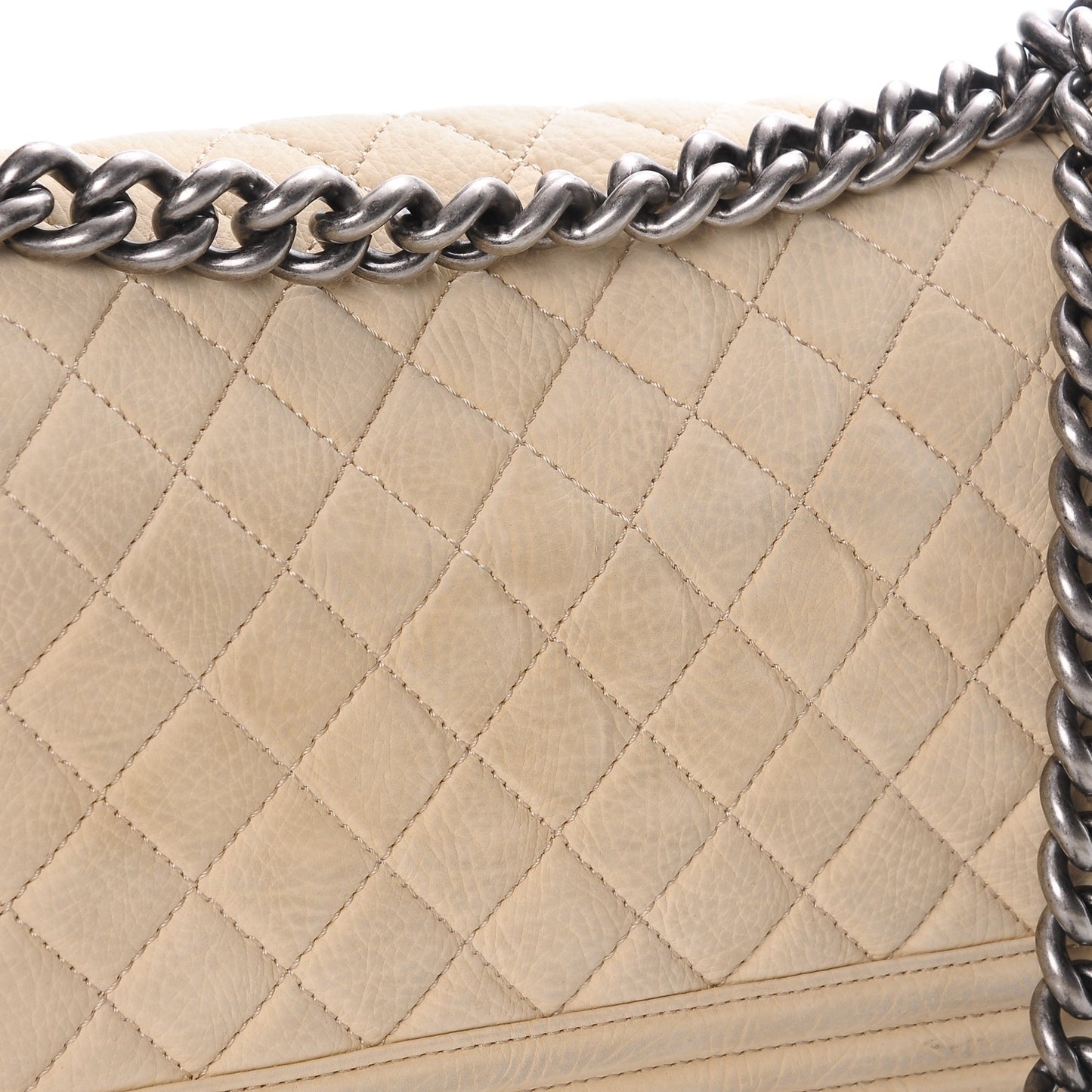 Nubuck Quilted Medium Boy Flap Beige