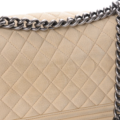 Chanel Nubuck Quilted Medium Boy Flap Beige 8 of 10