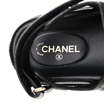 Chanel Grained Calfskin Velcro Dad Sandals 38.5 Black 6 of 7