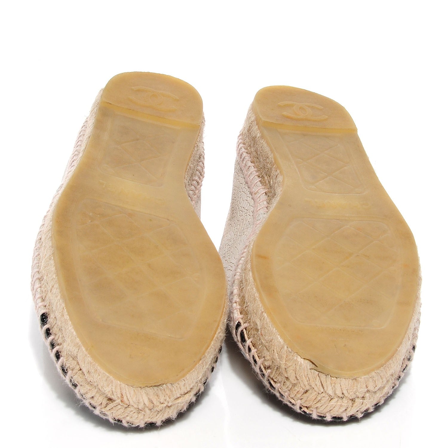 Chanel Crackled Leather Espadrilles 41 Beige Black 5 of 7