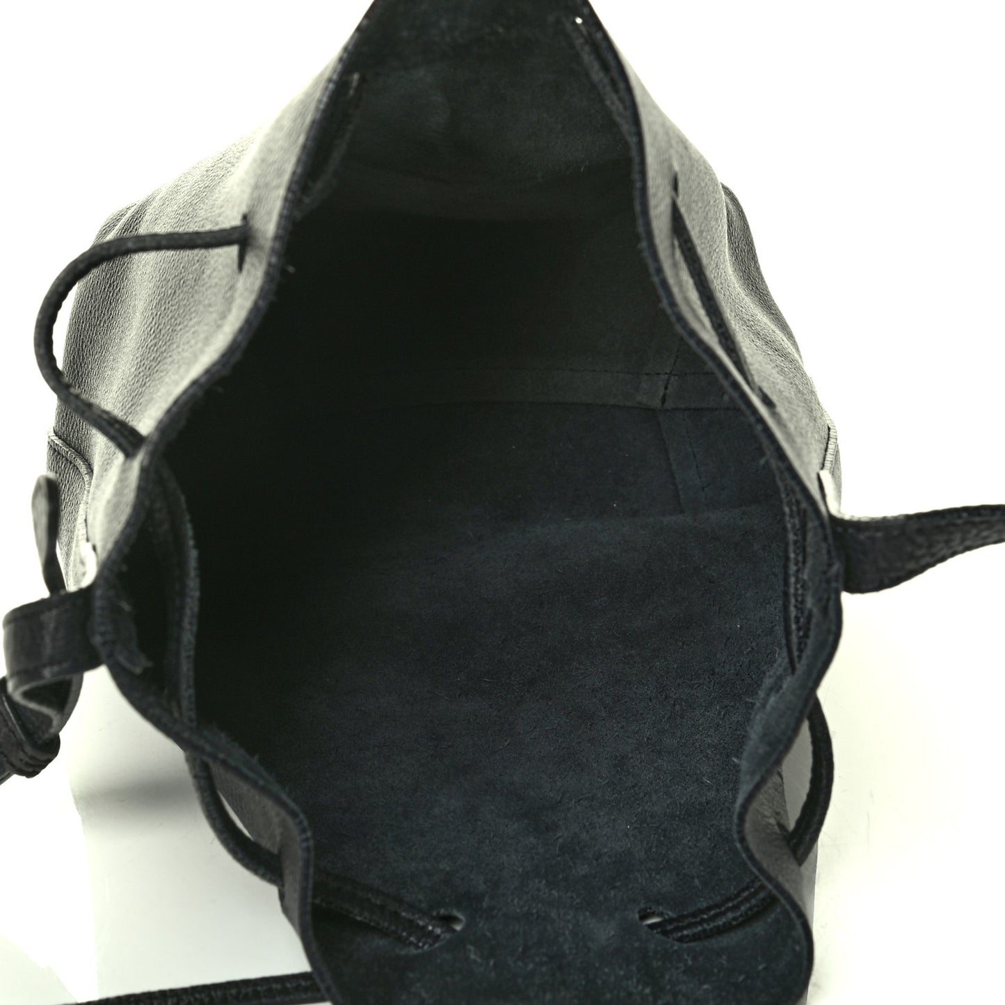 Tumbled Calfskin Mini Bucket Bag Black