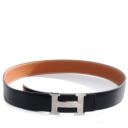 Hermes Box Togo Reversible Constance 32mm H Belt Gold and Noir Brushed Silver 75 1 of 6