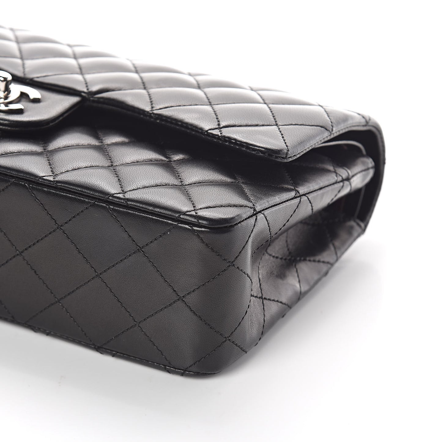Lambskin Quilted Medium Double Flap Black