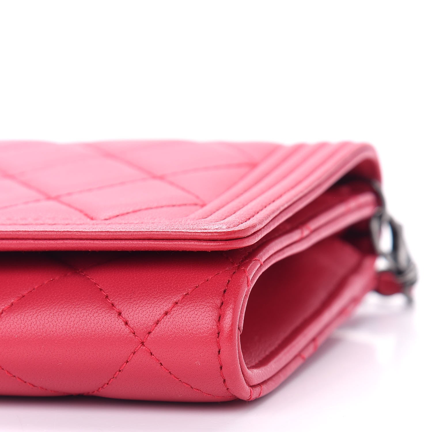 Chanel Lambskin Quilted Boy Wallet On Removable Chain Fuchsia 10 of 10