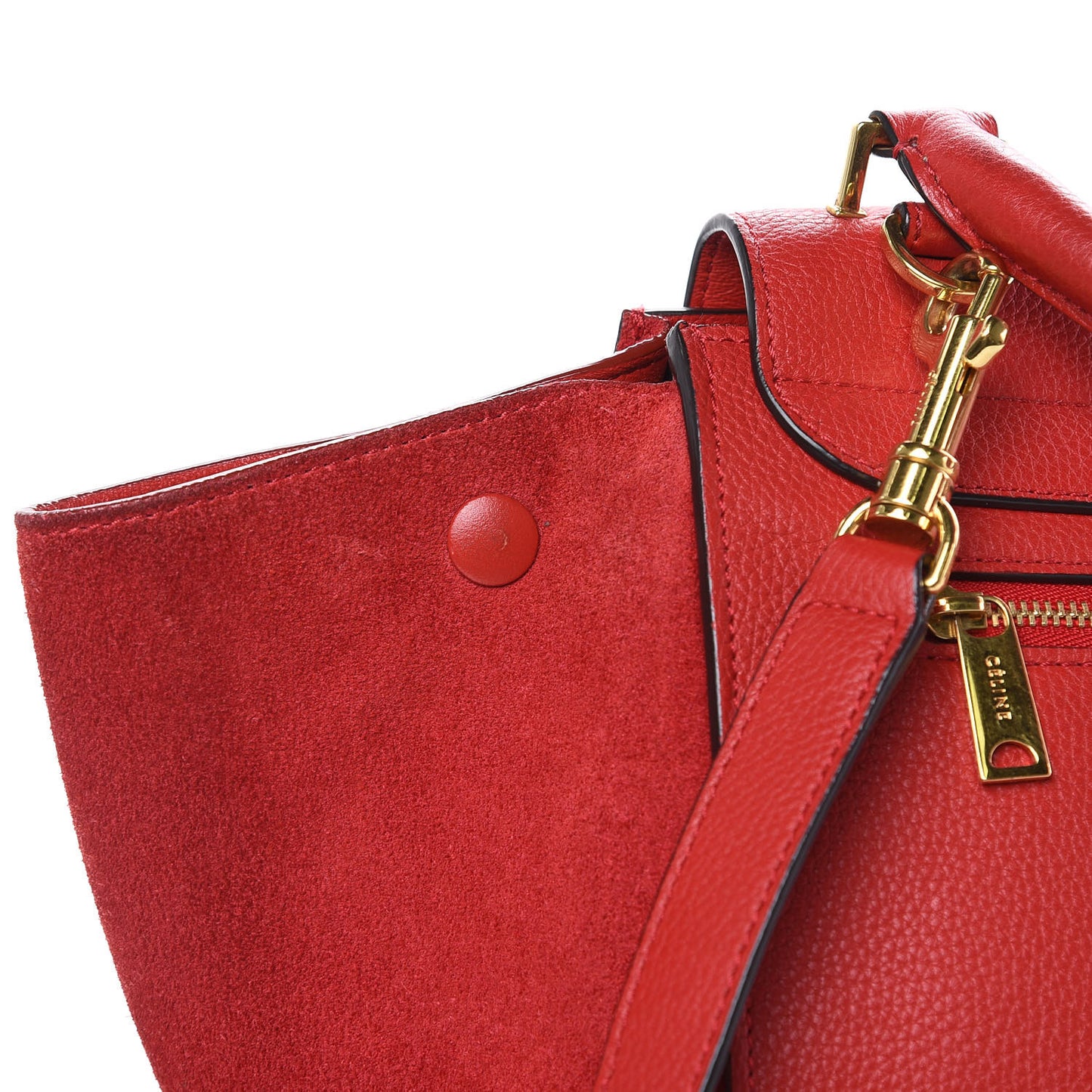 Drummed Calfskin Suede Medium Trapeze Coquelicot