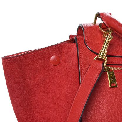 Celine Drummed Calfskin Suede Medium Trapeze Coquelicot 16 of 17