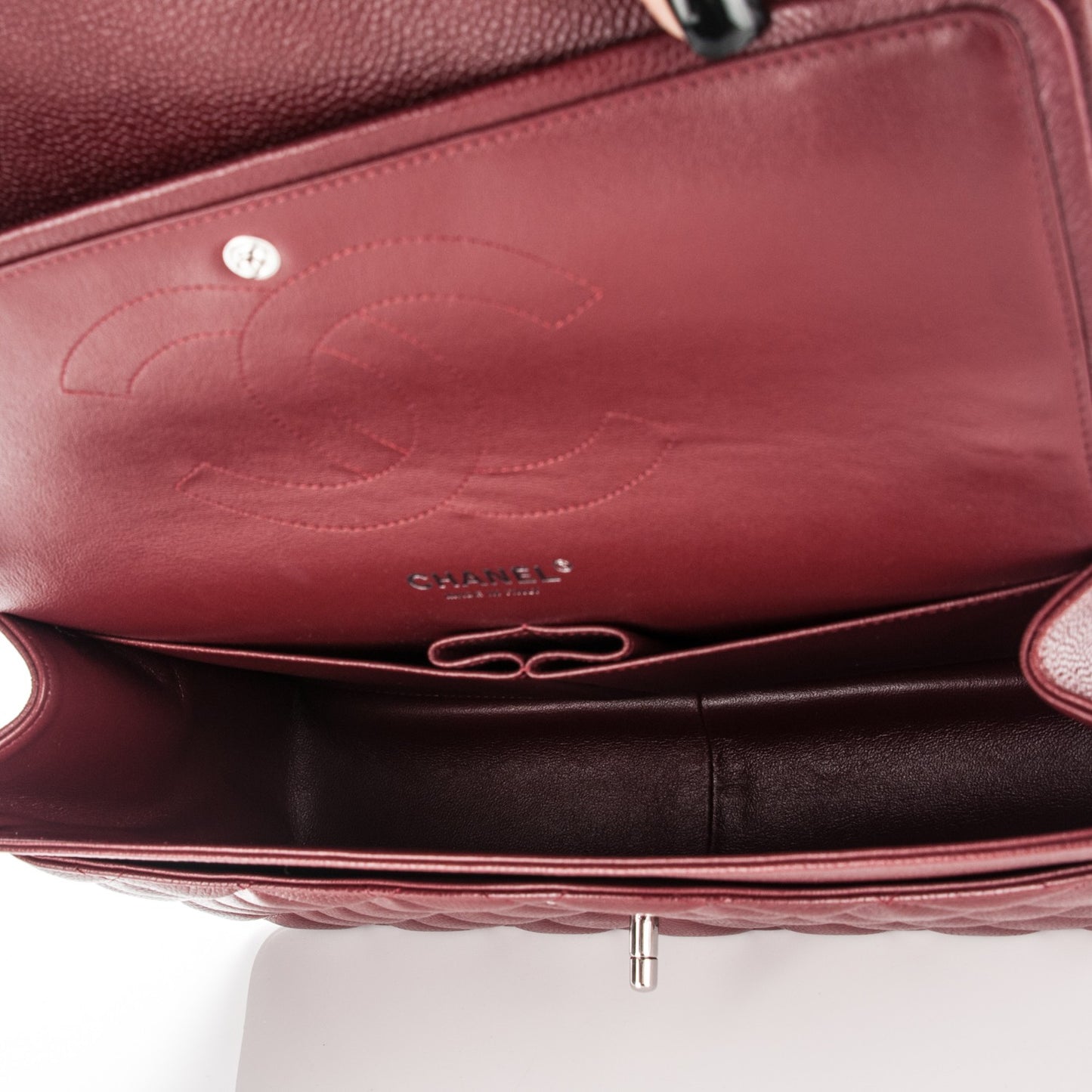 Caviar Quilted Jumbo Double Flap Dark Red