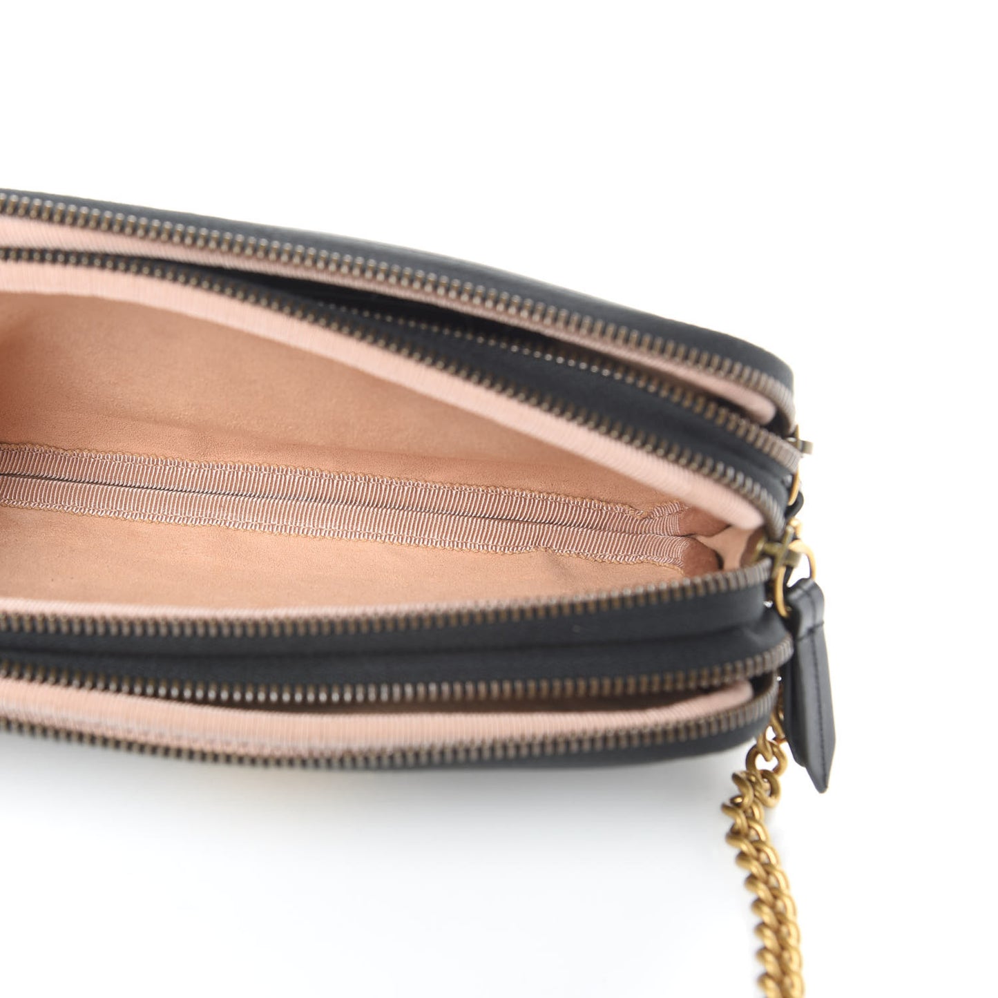 Calfskin Matelasse Mini GG Marmont Chain Crossbody Bag Black