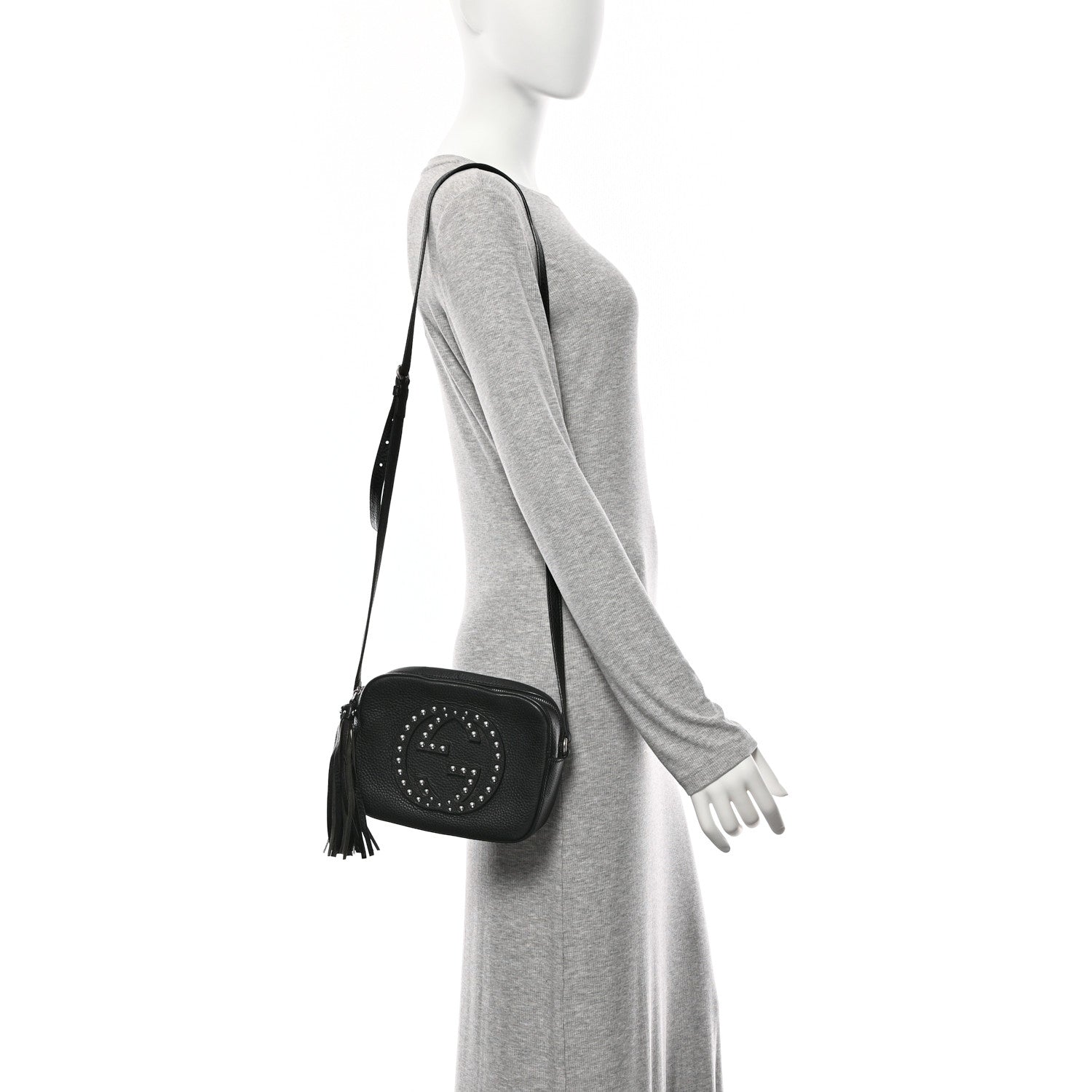 Gucci Pebbled Calfskin Studded Small Soho Disco Bag Black 2 of 11