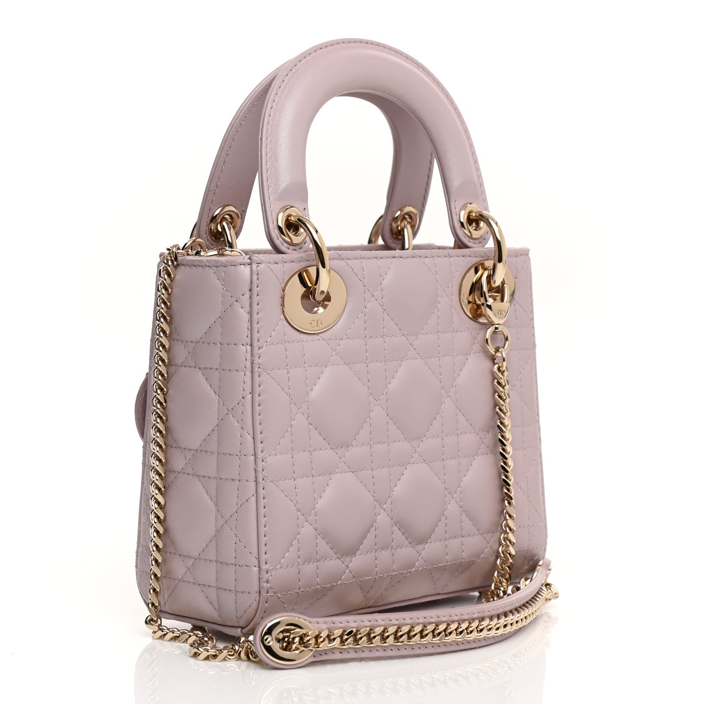 Metallic Lambskin Cannage Mini Lady Dior Lotus