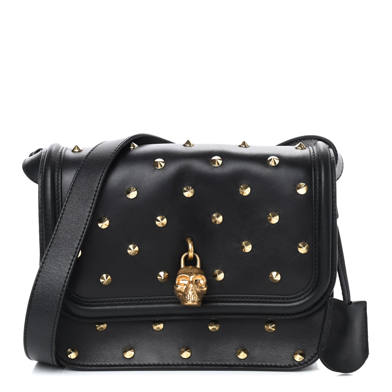 Alexander McQueen Calfskin Studded Small Padlock Crossbody Bag Black 1 of 8