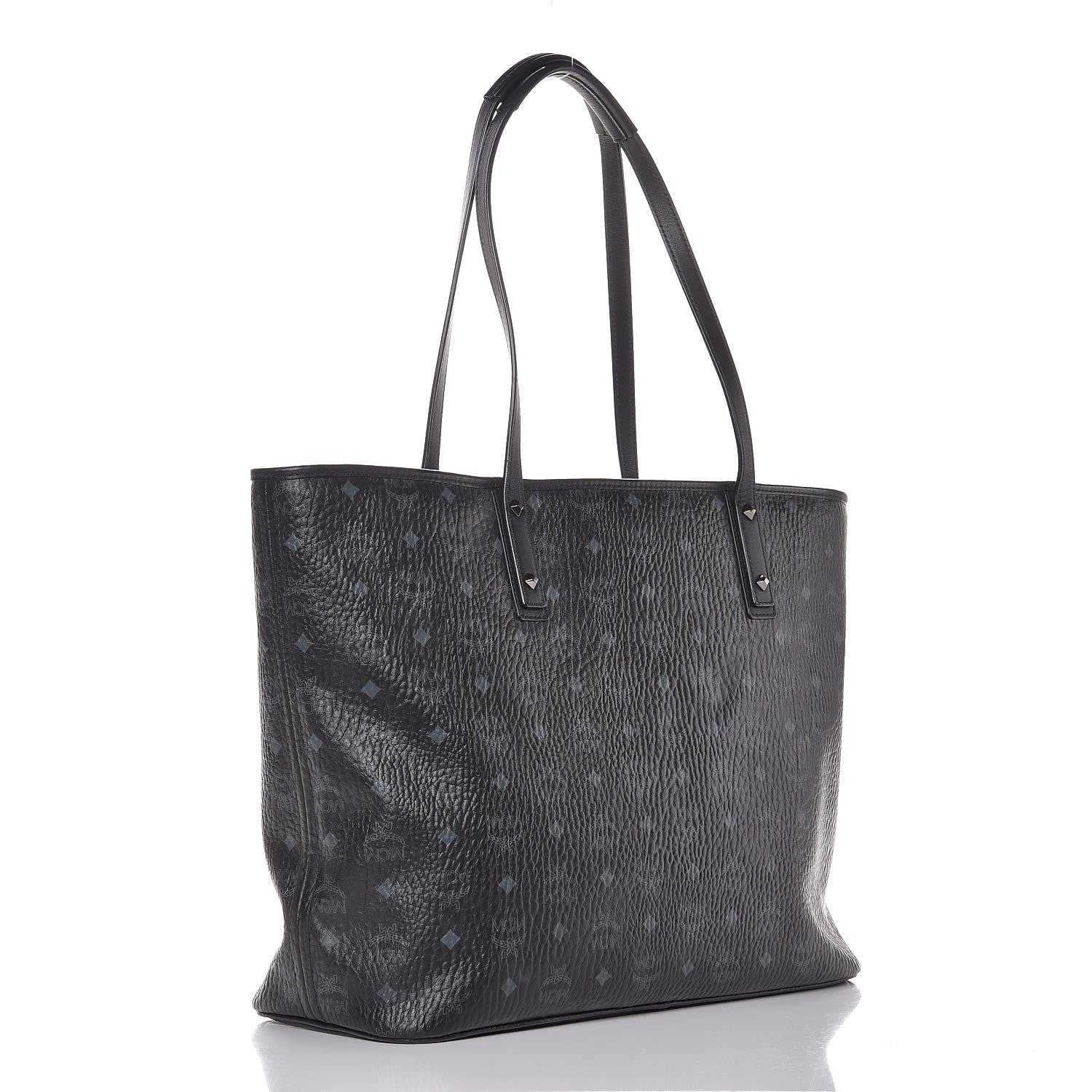 MCM Visetos Large Anya Shopper Tote Black 3 of 13