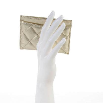 Chanel Metallic Lambskin Quilted CC Card Holder Gold 2 of 8