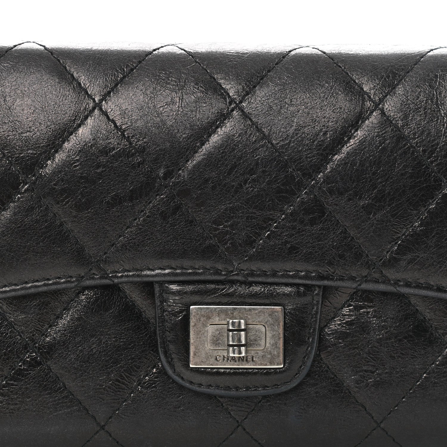 Chanel Glazed Calfskin Quilted Reissue Long Flap Wallet Black 9 of 12