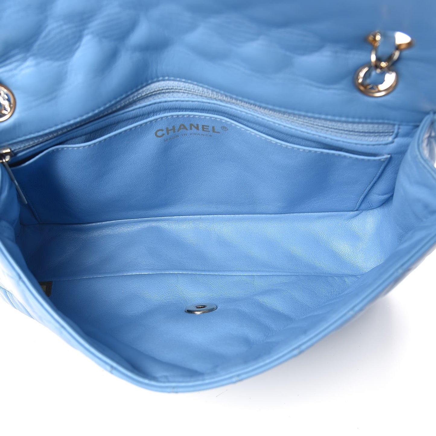 Lambskin Valentine Charms Medium Flap Baby Blue