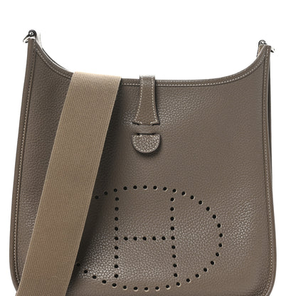 Hermes Taurillon Clemence Evelyne PM Etoupe 8 of 10