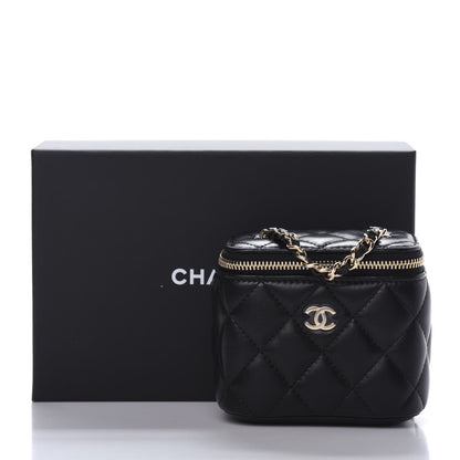 Chanel Lambskin Quilted Mini Vanity Case With Chain Black 11 of 11