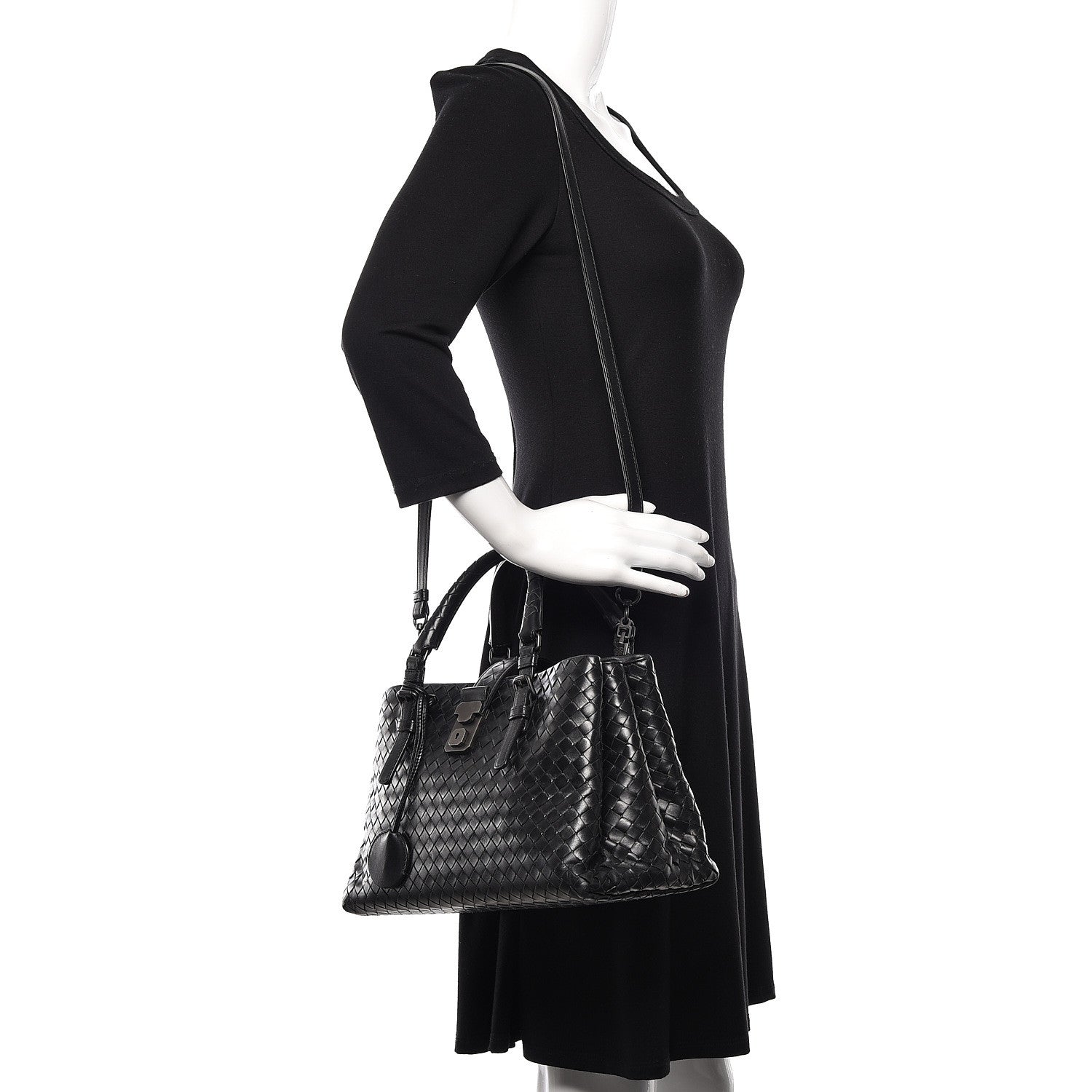 Bottega Veneta Light Calf Intrecciato Small Roma Black 2 of 15
