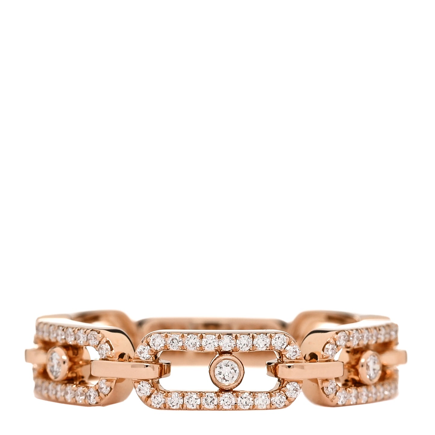 18K Rose Gold Diamond Move Multi Link Band Ring 54 7
