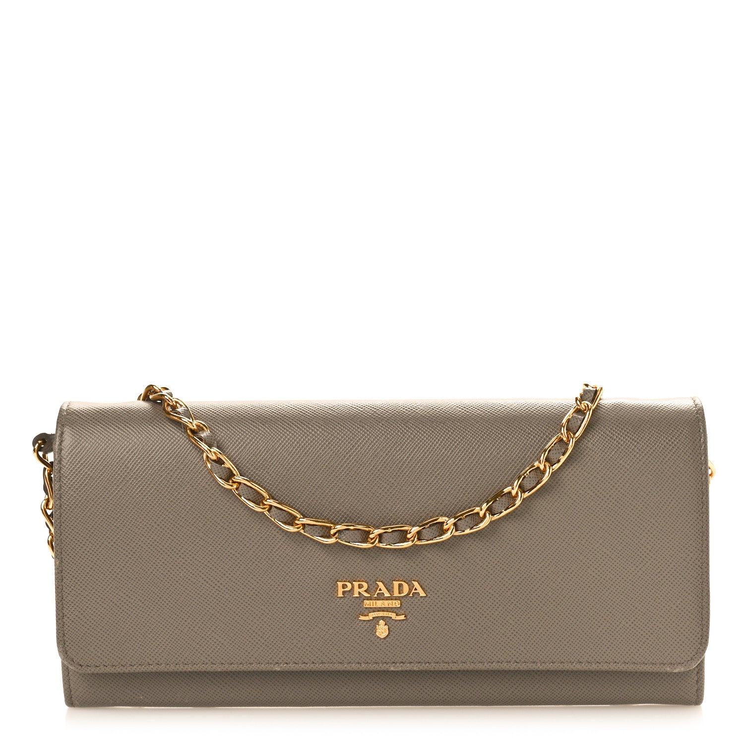 Prada Saffiano Metal Oro Chain Wallet Argilla 1 of 13