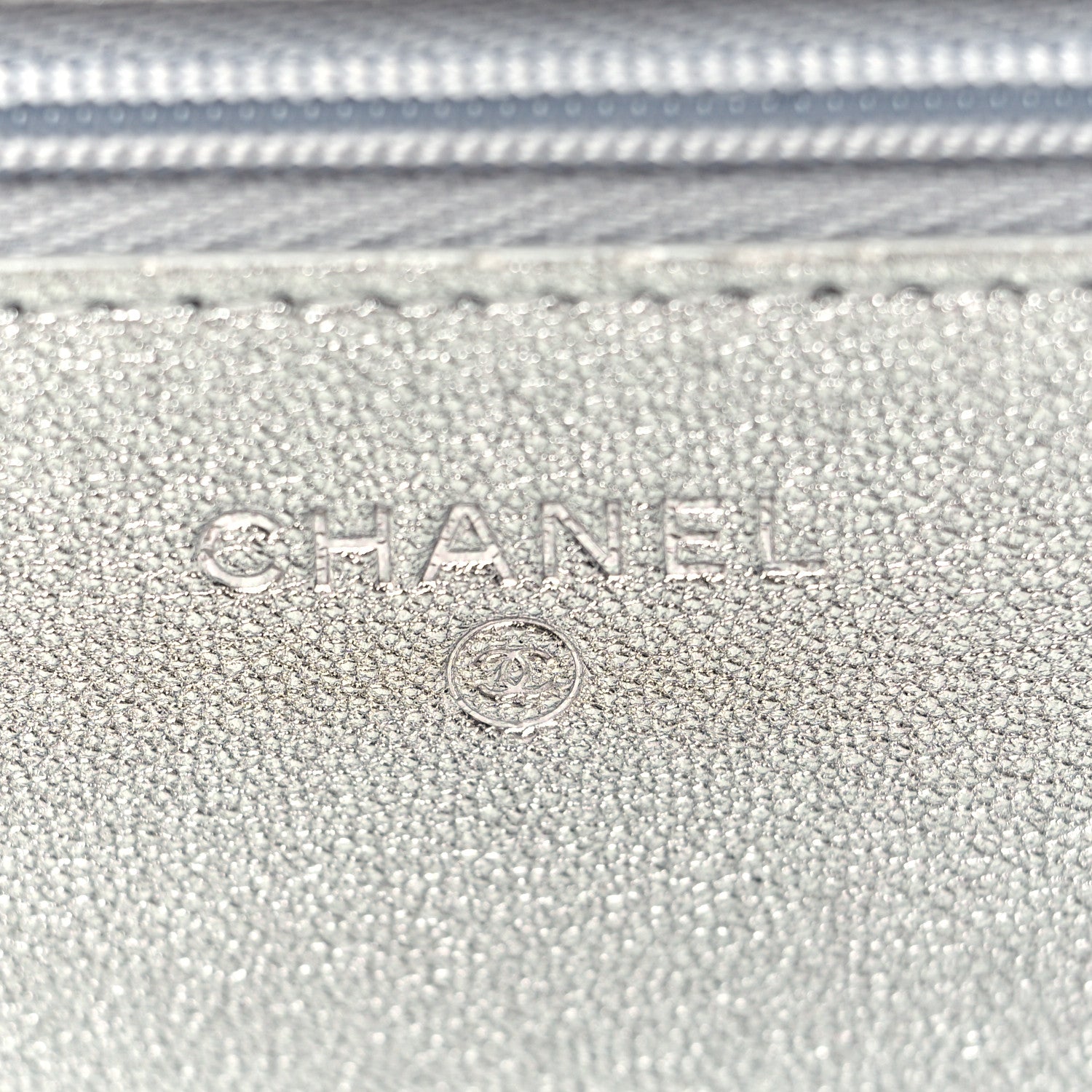 Chanel Metallic Lambskin Quilted Wallet On Chain WOC Silver 6 of 10