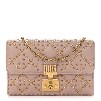Christian Dior Lambskin Cannage Studded Dioraddict Wallet on Chain Clutch Nude 1 of 9