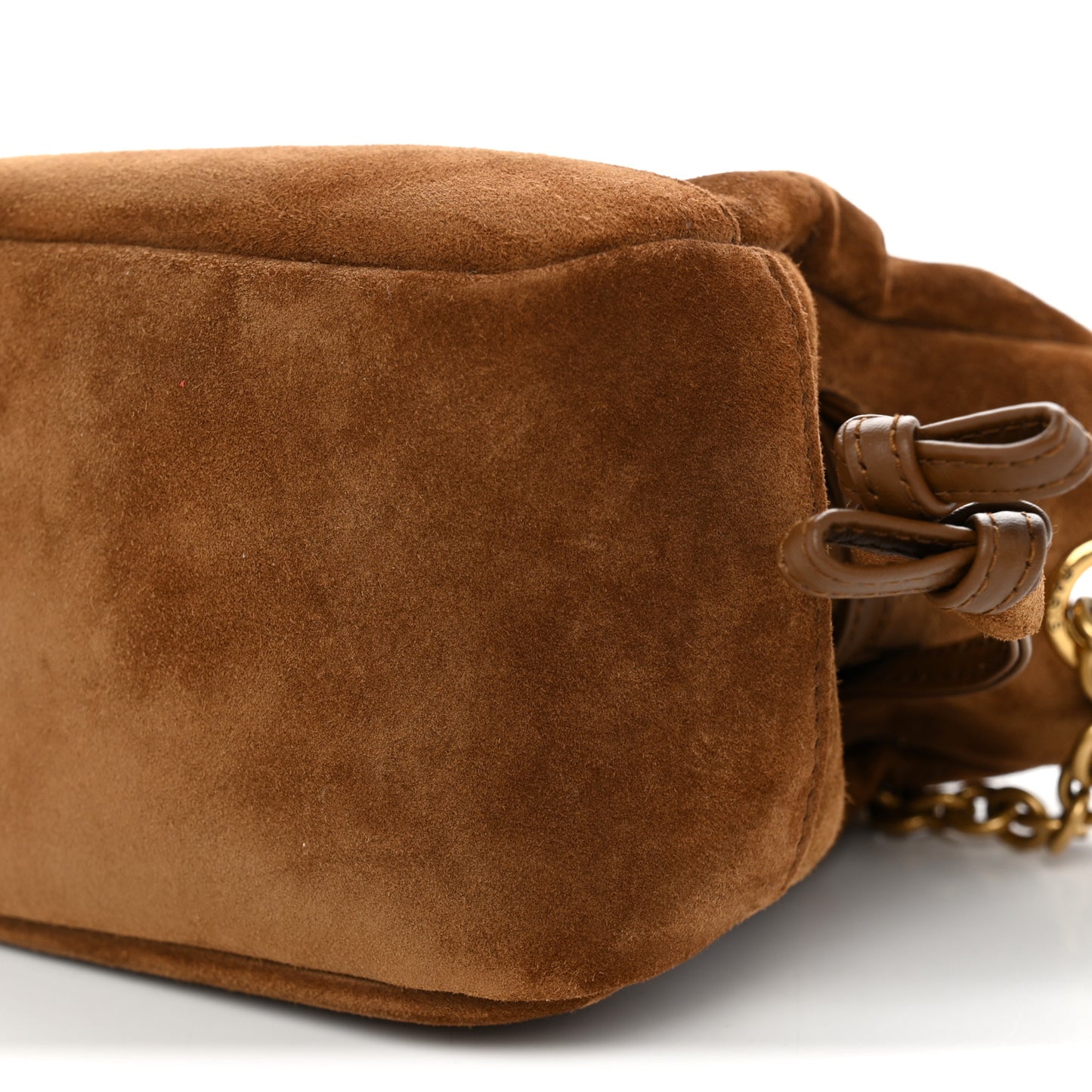 Suede Calfskin Matelasse Monogram Mini Jamie Shoulder Pouch Bag Golden Leaf
