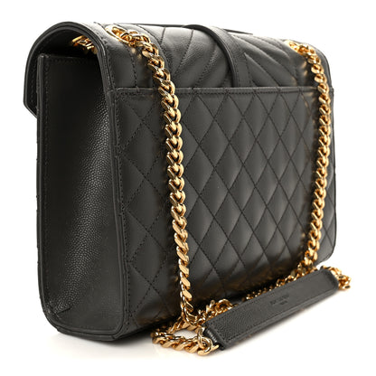 Saint Laurent Grain De Poudre Textured Mixed Matelasse Triquilt Medium Monogram Satchel Pebble 3 of 11