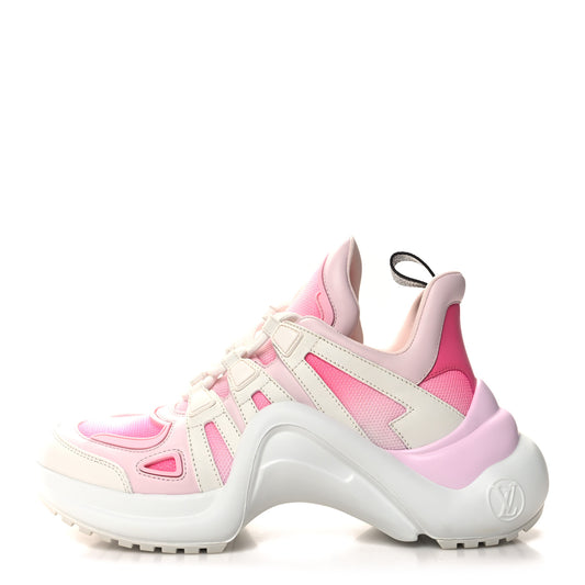 Calfskin Technical Nylon LV Archlight Sneaker 39 White Pink