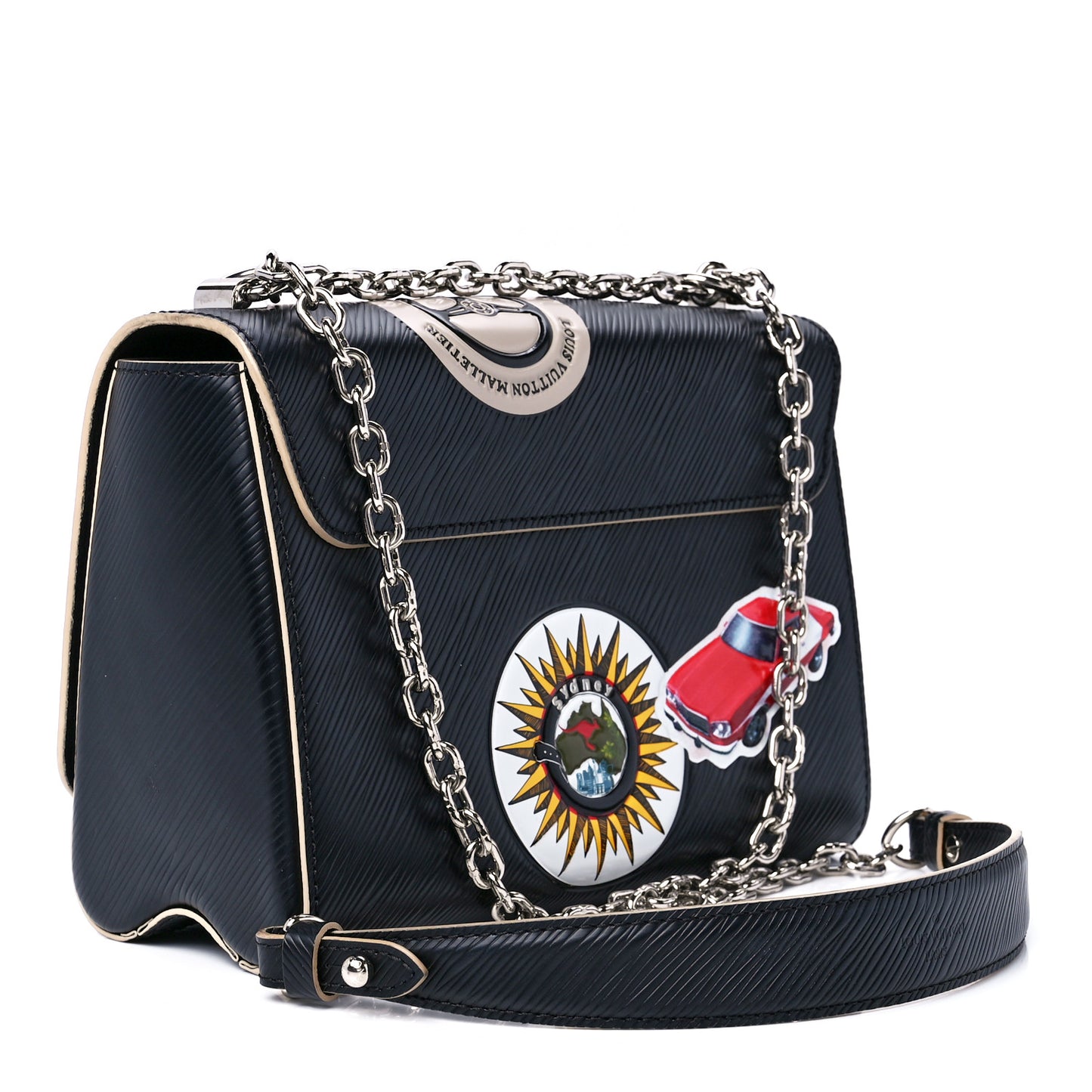 Epi Travel Stickers Twist Shoulder Bag MM Black