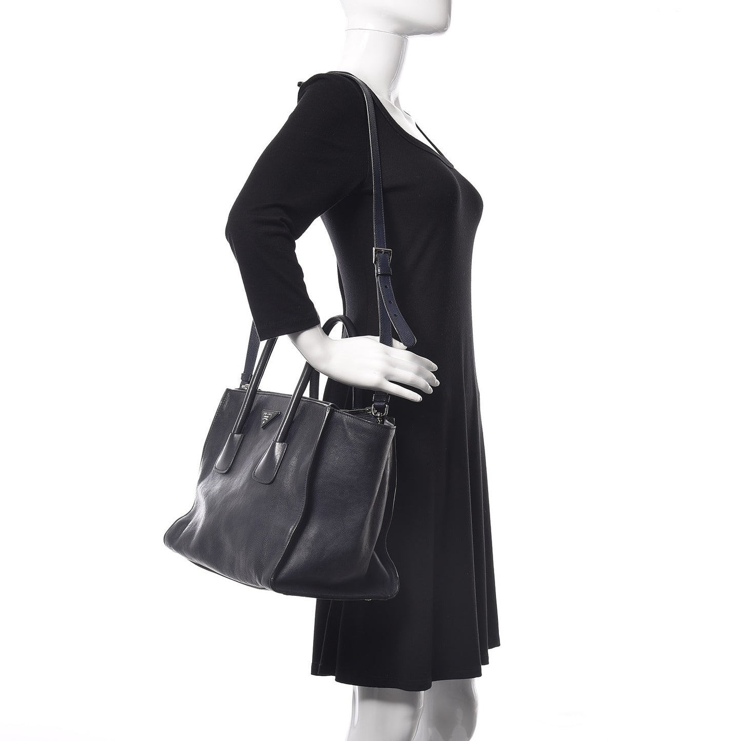Glace Calfskin Twin Pocket Tote Baltico