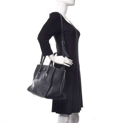 Prada Glace Calfskin Twin Pocket Tote Baltico 3 of 18