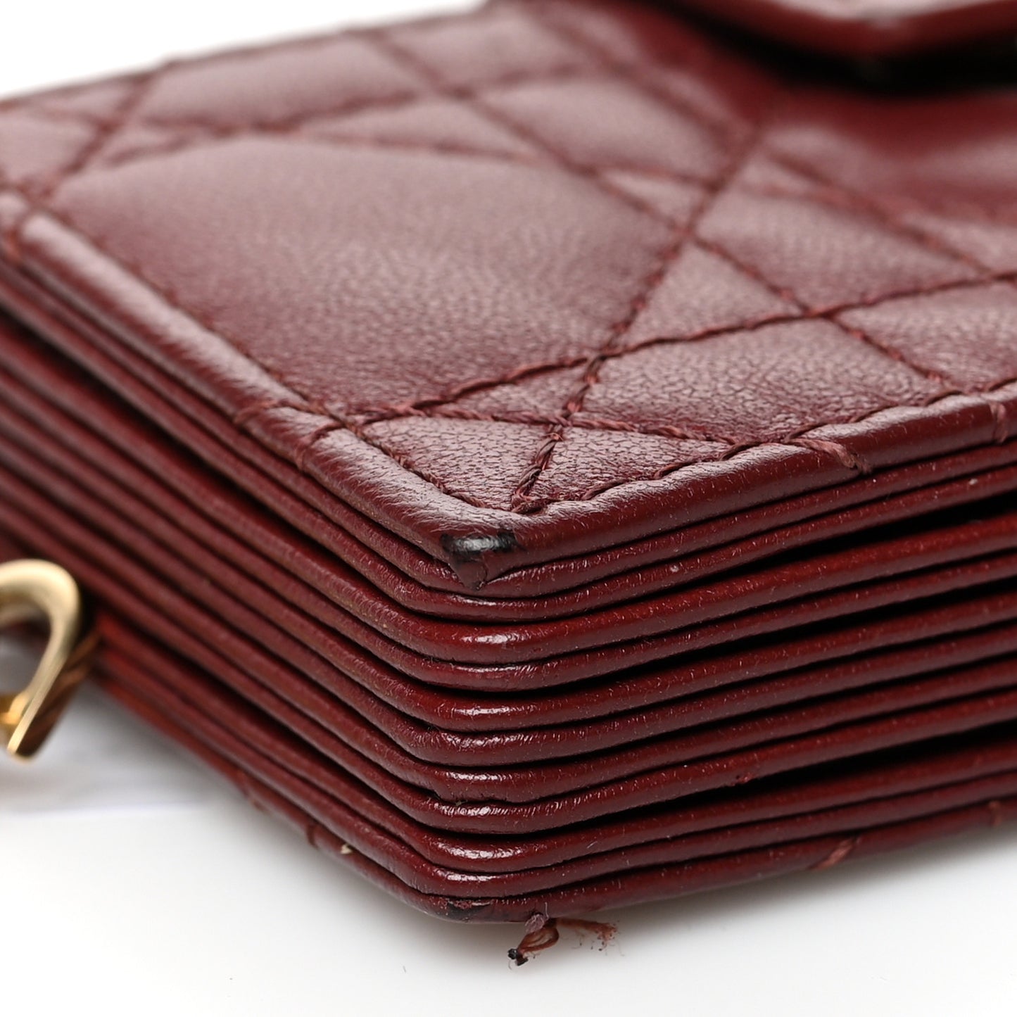 Lambskin Cannage Lady Dior 5-Gusset Card Holder Red
