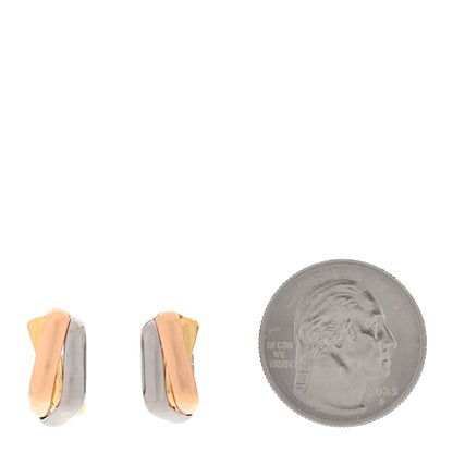 Cartier 18K Pink Yellow White Gold Cushion Trinity Hoop Earrings 2 of 5