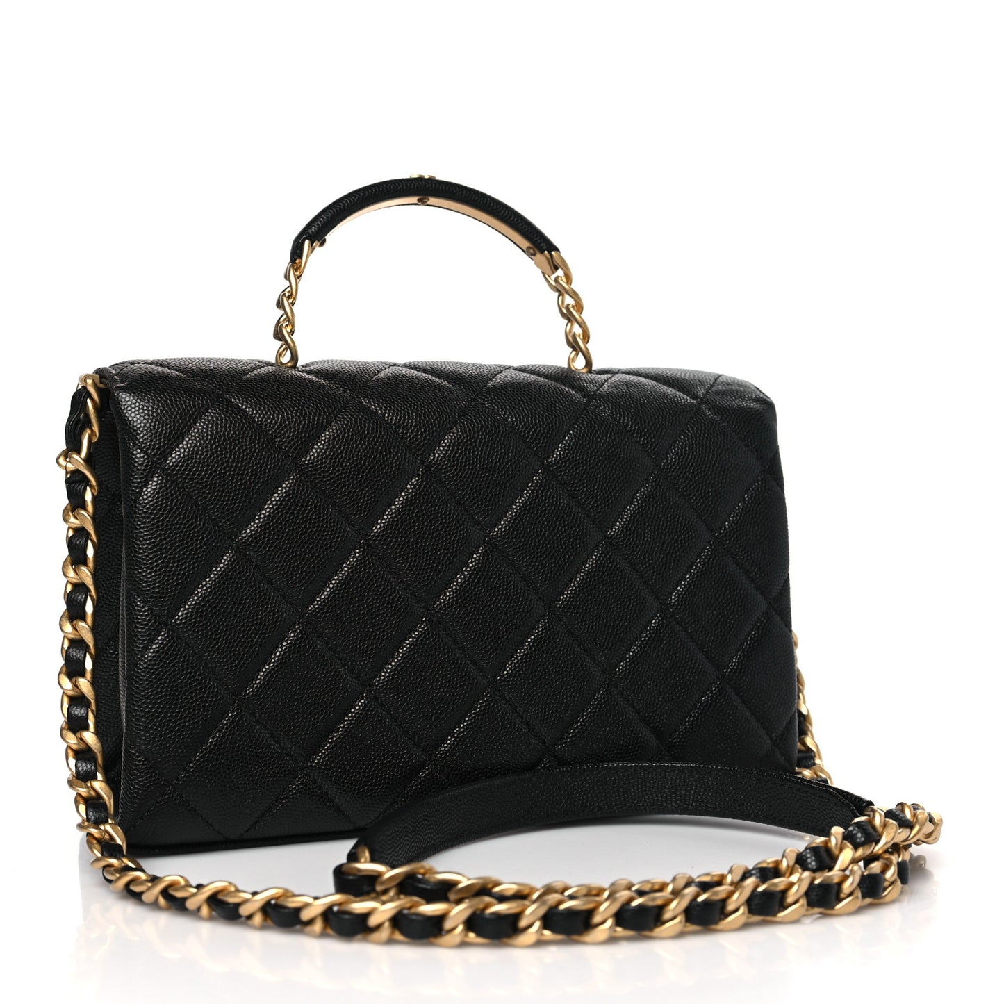 Caviar Quilted Medium Carry Me Top Handle Flap Black