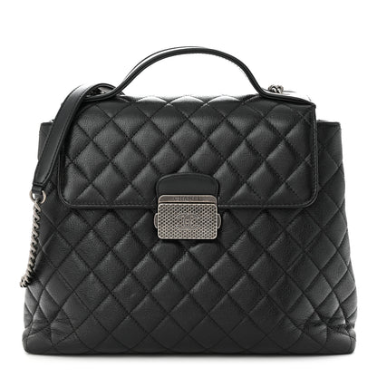 Chanel Goatskin Quilted Small CC University Shopping Tote Black 1 of 11