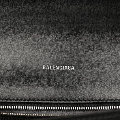 Balenciaga Pebbled Calfskin Logo Everyday Flap Chain Wallet Black 6 of 14