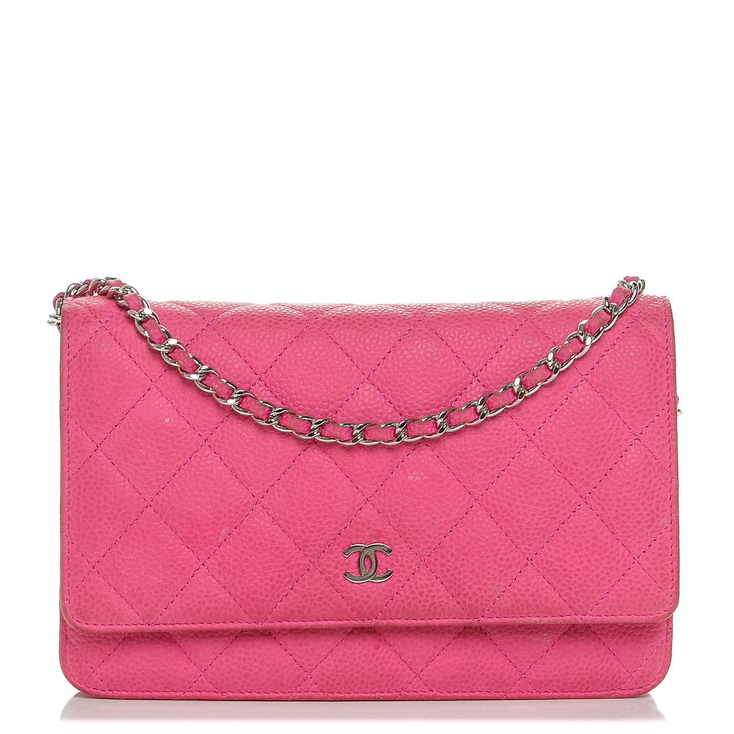 Chanel Iridescent Caviar Quilted Wallet on Chain WOC Pink 1 of 7
